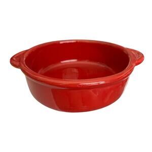 Rare Vintage Maioliche Jessica Deep Red Round Handled Baking Dish